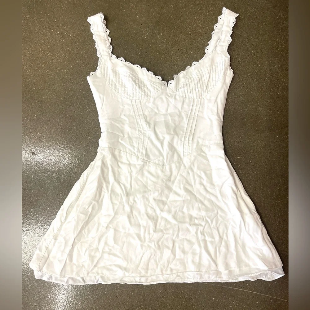 House Of CB White Tilly Pin Tuck Mini Dress feminine sexy girly fairy soft girl - Picture 15 of 16